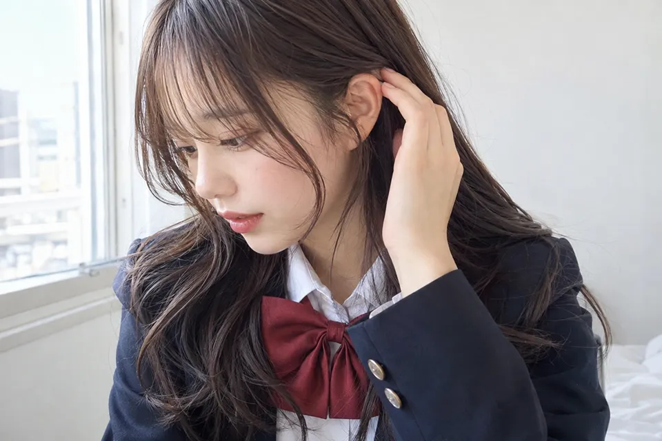 制服リボンに似合う韓国っぽヘア